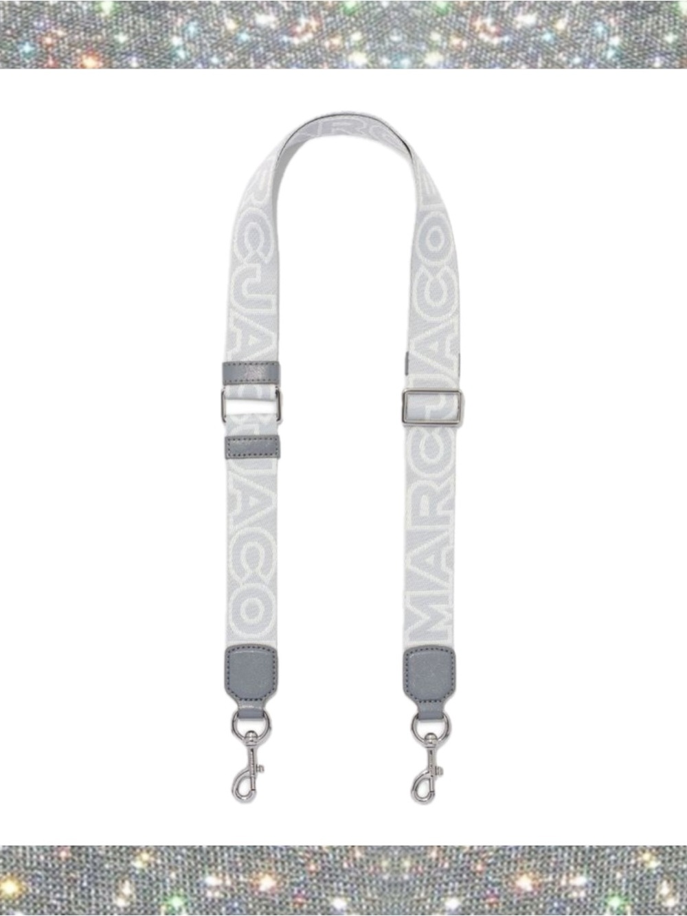 Marc Jacobs The Thin Outline Logo Webbing Strap in Wolf Grey Multi